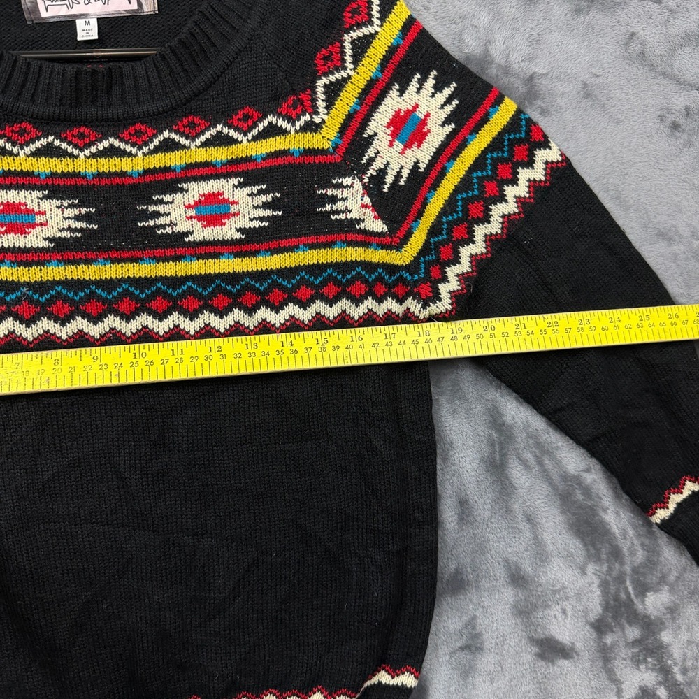 Oona & Maud Sweater Womens M Black Southwestern Geometric Knit Pullover - Picture 4 of 6